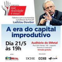 Ladislau Dowbor vem a Sorocaba para lançar "A Era do Capital Improdutivo"